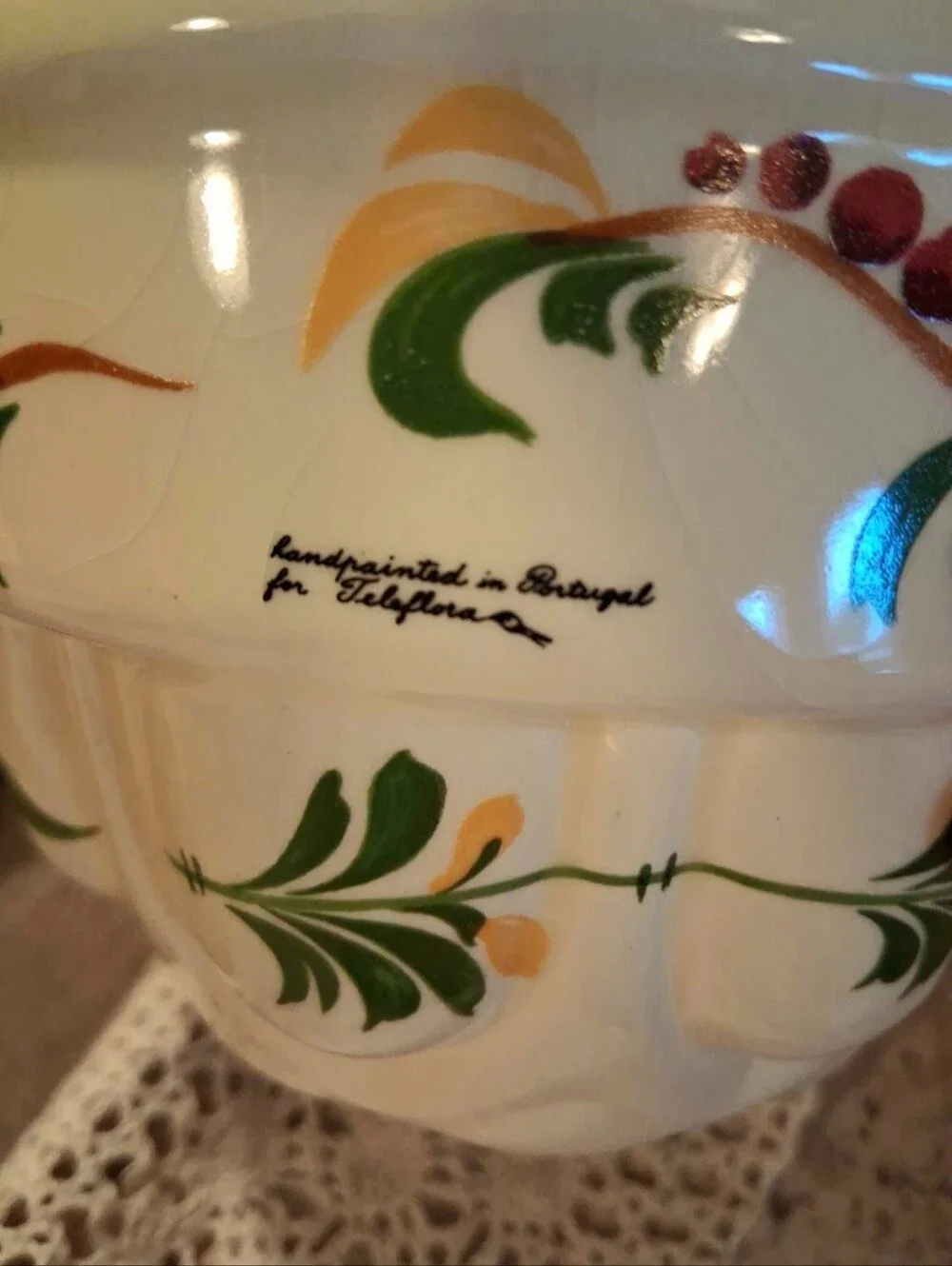 Vintage Set 1970s Teleflora Jello-Mold Floral Planters Hand Painted In Portugal